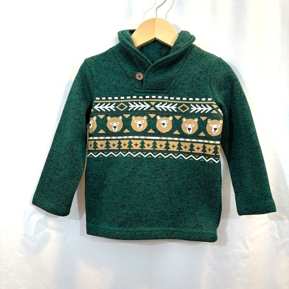jumping beans Other - Jumping Bean's Toddler Green Shawl Collar Sweater Fleece Bears, Size 18‎ mos